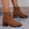 European and American Thick Heeled Women's Boots  Autumn and Winter New Suede Short Tube Solid Color Simple Women's Shoes