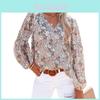 Girl V Neck Chiffon Top With Lantern Sleeves And Floral Print For Spring Fashion