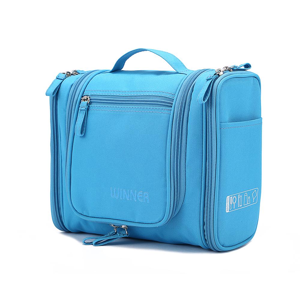 Custom Logo Hanging Polyester Waterproof Travel Cosmetic Bag 24*11*21CM небесно-голубой