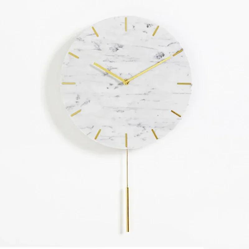 Nordic Large Wall Clock Modern Design Natural Marble Clocks Home Decor for Living Room Luxury Silent Watches Bedroom DecorM5Q1K1