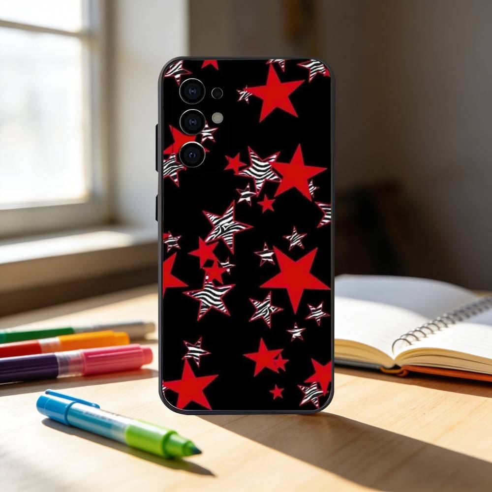 F-five-pointed star Phone Case For Samsung S25,S24,S21,S22,S23,S30,Ultra,S20,Plus,Fe,Note,10,9,5G Black Cover
