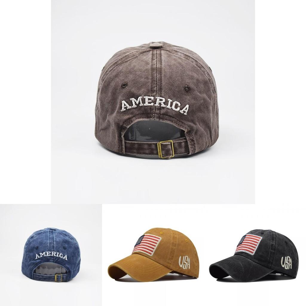 Classic American Flag Cotton Baseball Cap Vintage Washed Letter Embroidery Hat Men Adjustable Cap