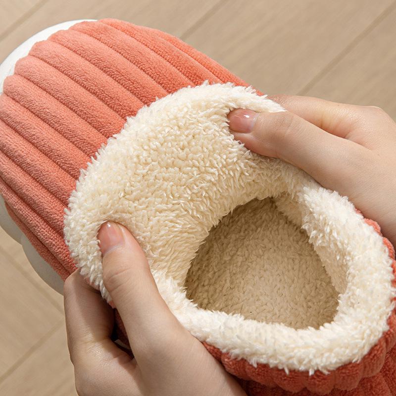 Men's and Women's Velvet-Lined Non-Slip Cotton Slippers for Indoor/Outdoor Use