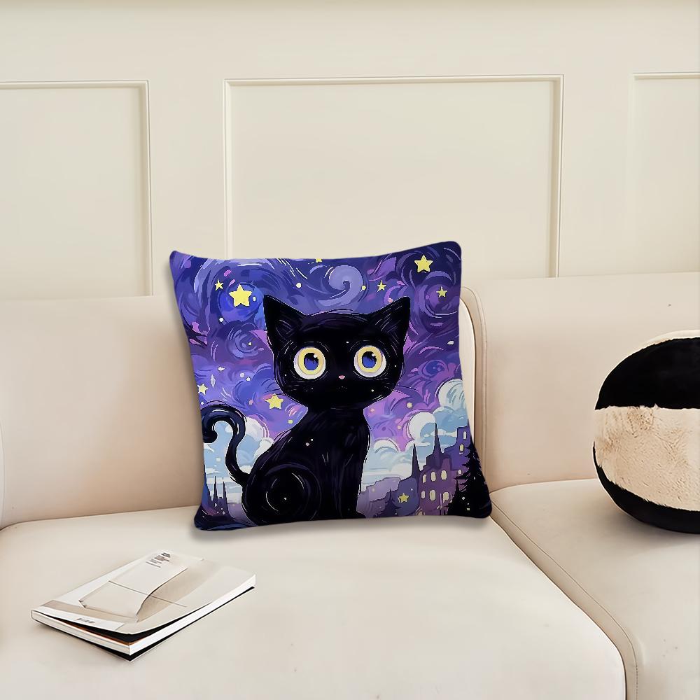 Cartoon Abstrakter Sternenhimmel und Schwarze Kissenhülle Kissenbezug Dekoration Zimmer Haus Sofa Wohnzimmer Büro Auto Nordische Schlichtheit