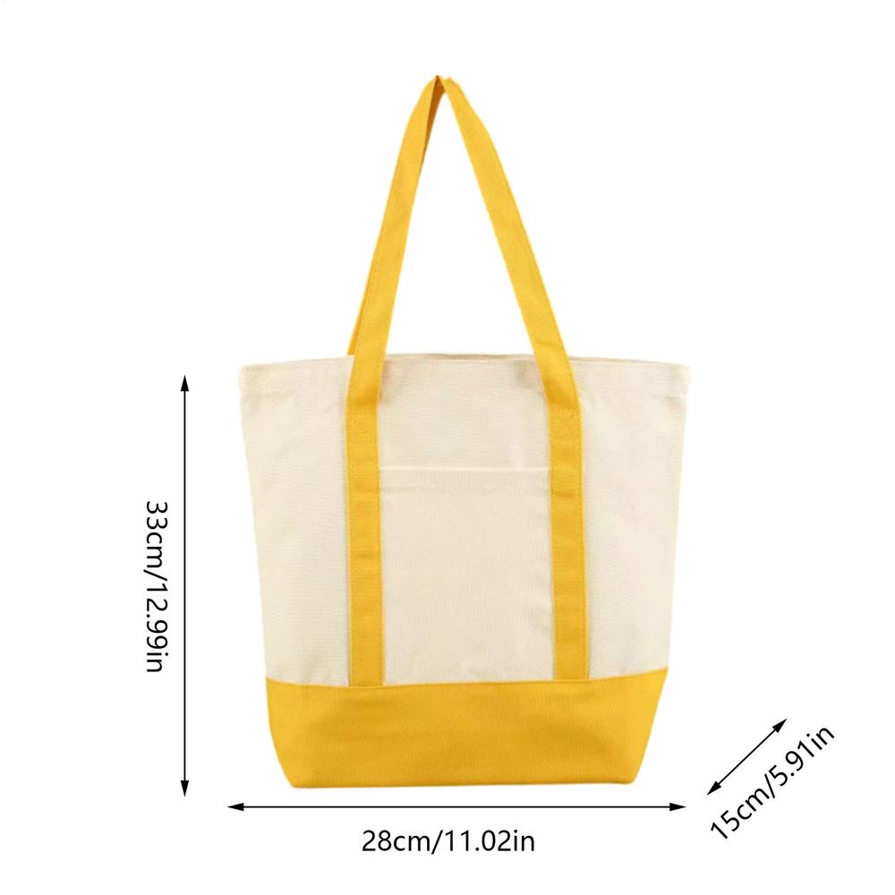 

Tote Bag Canvas Large Capacity Shoulder Bags Shopping Foldable Storage Bags Reusable Cloth Tote For Gym Hiking Camping School жовтий