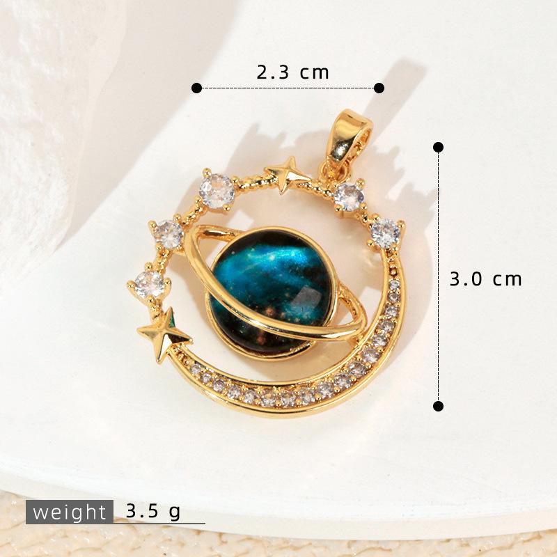 Kupfer Sternenhimmel Sonne & Mond Anhänger Halskette - Vielseitiges Luxus Schlüsselbein Kette Accessoire