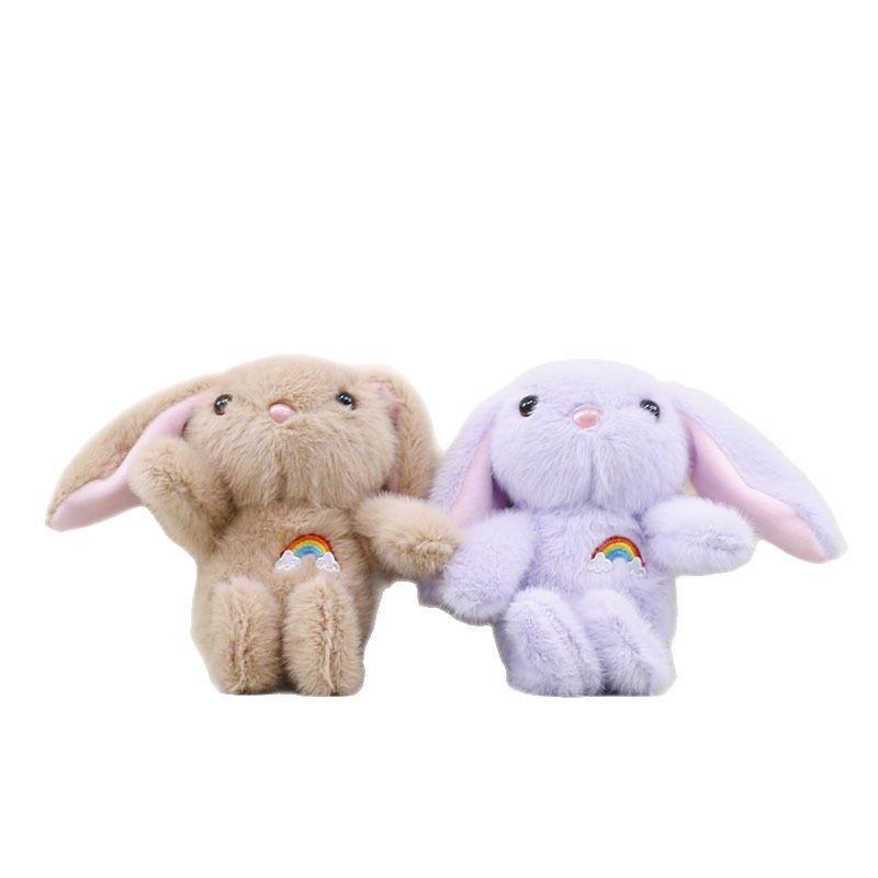 Rainbow Eared Long Rabbit Keyring Soft Stuffed Toy For Kids And Teens Cotton Pp