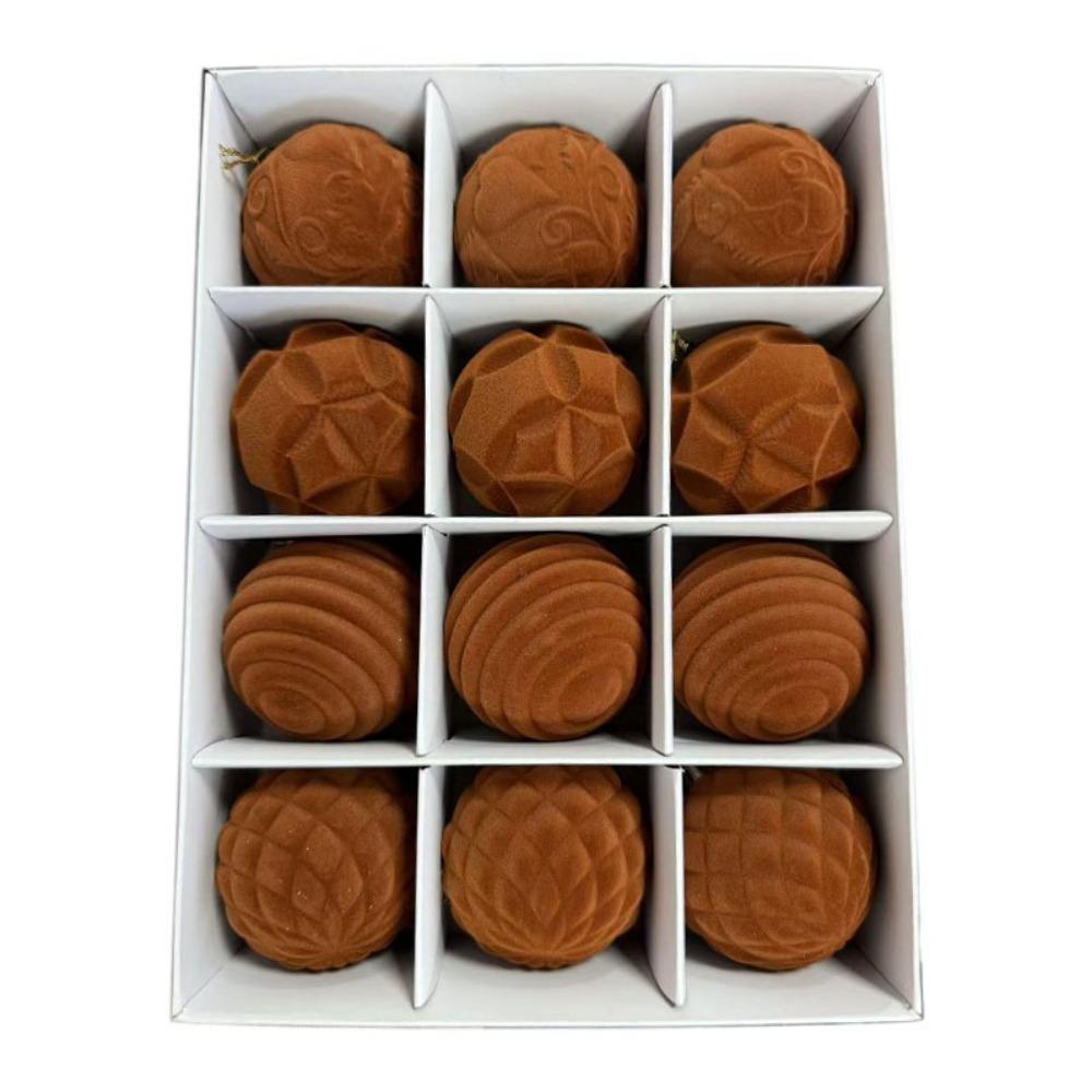 12pcs Plastic Flocked Christmas Tree Ball 6cm Christmas Tree Decorations  Engagements