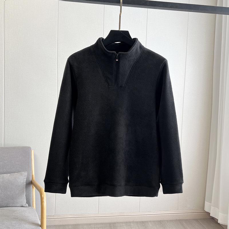 Men's Heavyweight Half-Zip Stand Collar Coral Fleece Sweatshirt - Super Warm Winter Casual Base Layer