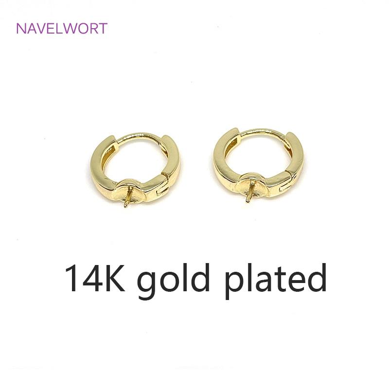 Trendy 14K Gold Plated Hoop Earring Clasps Fittings Brass Material Pearl Earring Findings For DIY Jewelry Making Accessories