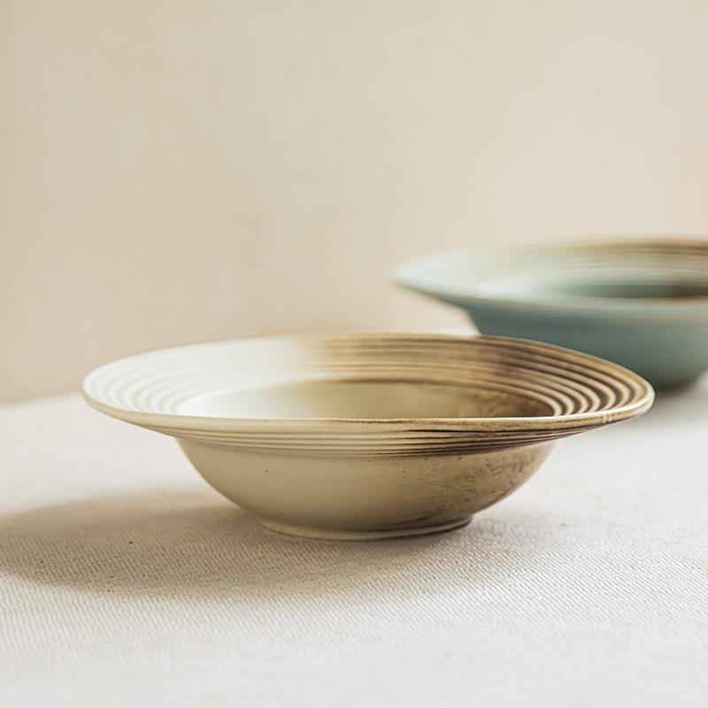 Straw Hat Bowl Design Sense Threaded Bowl Ceramic Pasta Bowl Household Soup Bowl Tableware Round Vegetable Bowl