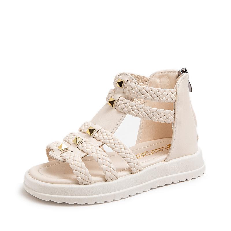 Summer Girls Fashion Open Toe Princess Sandals Middle Big Kids Soft Sole Roman Shoes