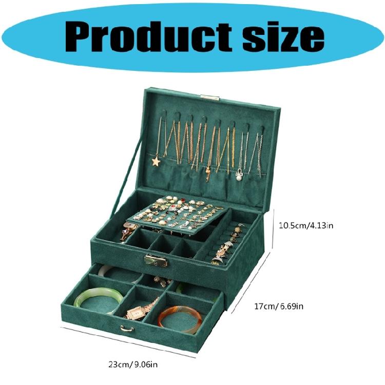 Spacious Velvets Jewelry Box Emerald Green Retro Styles Storage Organizers Soft Lining For Delicate Items
