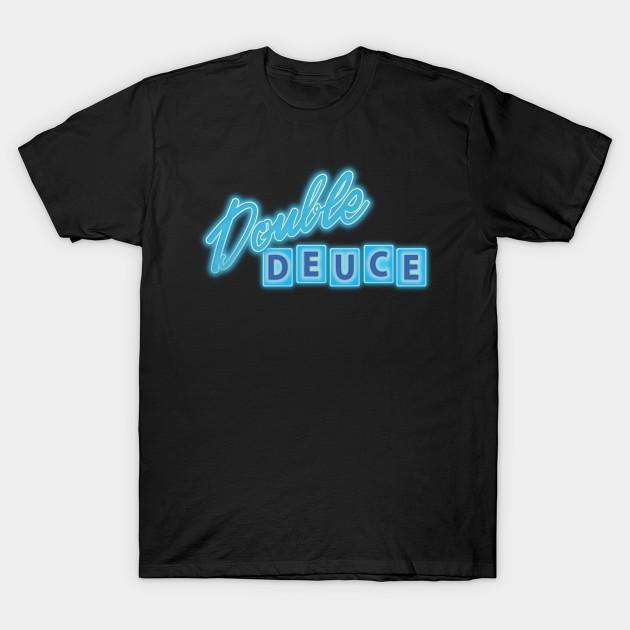 

Men Black Print T-shirt Double Deuce No-Cut Transfer Paper Print Cotton Tshirt XL