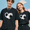 Soccer Lover Tee Heart Shape Ball Design Casual Top Sports Events Soccer Part Supplies Mens Clothing Trend Clothes for Women