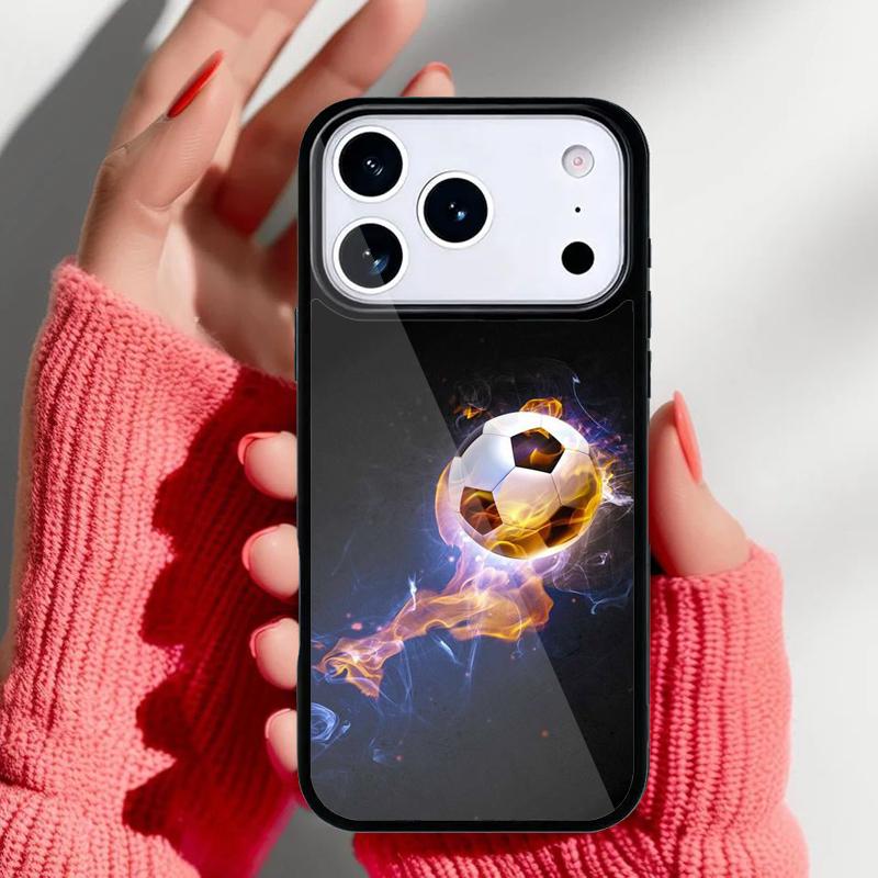 Ball Fire Football Phone Case for iPhone 17 16 15 14 13 Pro Max Back Cover for 12 11 Pro Coque
