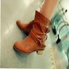 Elegante und schicke Damen Schnallen Mode Warme Kurze Lederstiefel Pu-Leder Schuhe