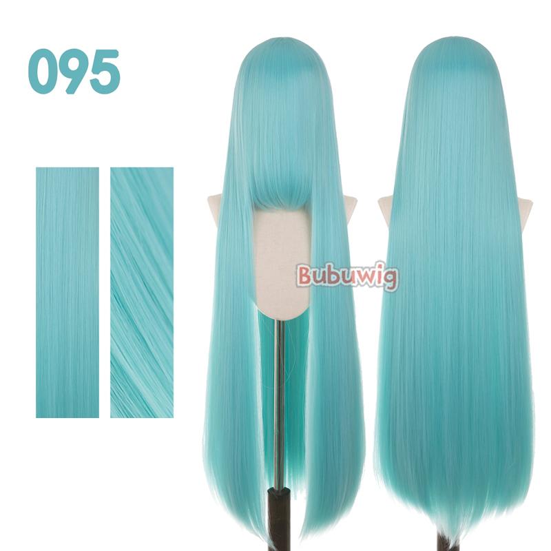 Bubuwig Synthetic Hair 100cm Long Straight Pure Color Cosplay Wigs Over 100 Colors Black White Red Blue Brown Wig Heat Resistant