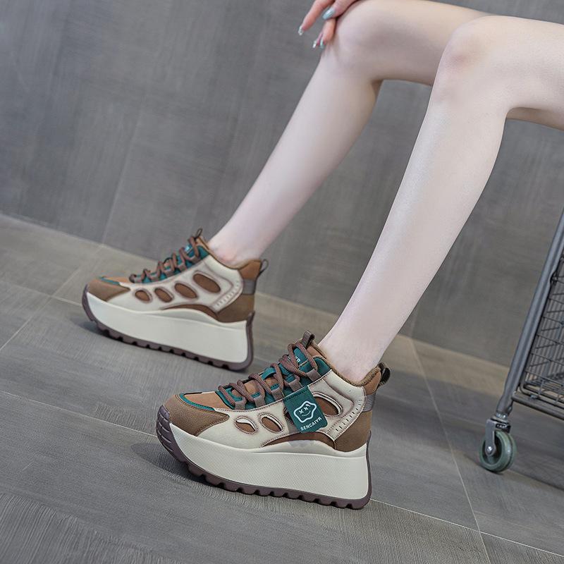 Thick-soled Dad Shoes Women's Year New Popping Board Velvet High-top Casual Fashion Versatile Small Women's Shoes