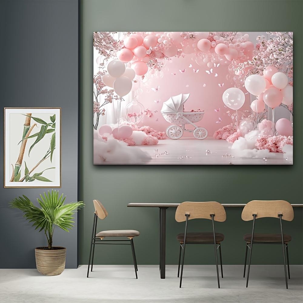 1 Stück einer fantasievollen rosa Ballon- und Blumendeko-Banner für die Kulisse einer Neugeborenenparty | aus Polyestermaterial gefertigt