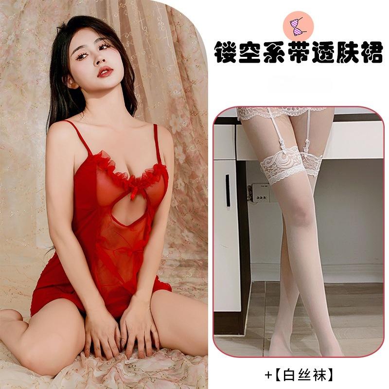 Sex Underwear Women's Sexy Transparent Lace Uniform Temptation Suspender See-through Bed Can Enter Pure Desire