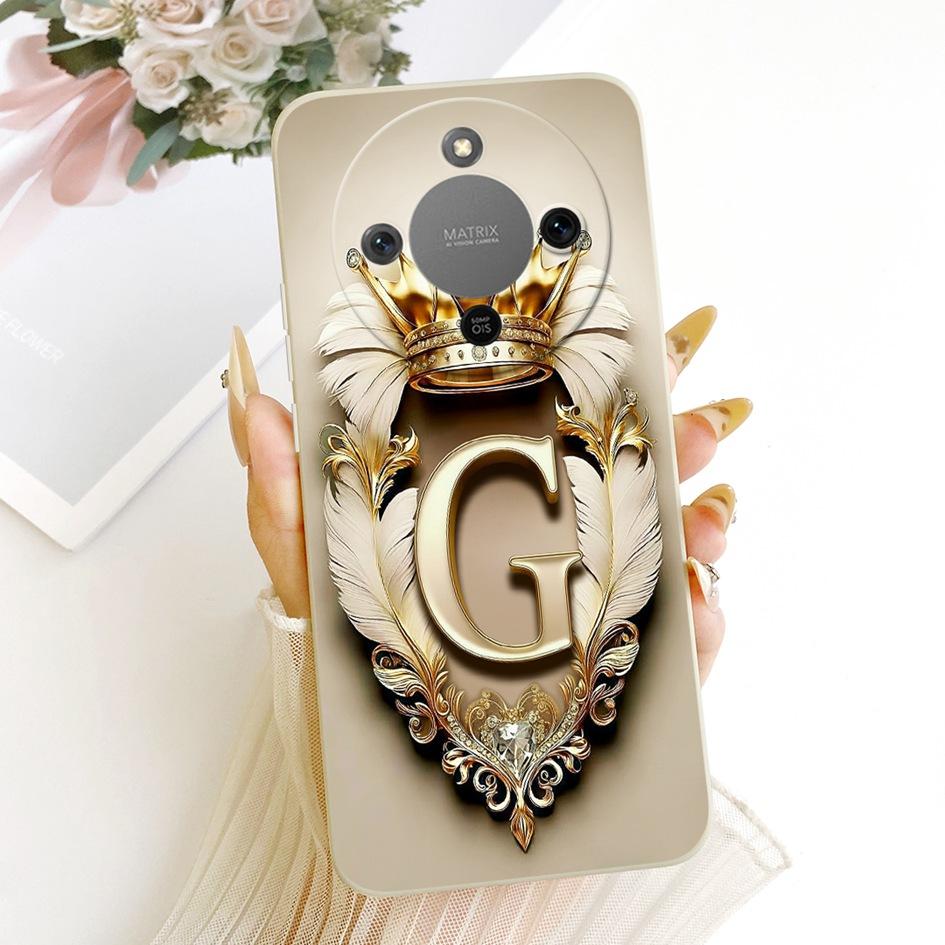 For Honor X9d Case MTN-NX1 Shockproof Cover Luxury Initial Letters Crown Soft Silicone Back Shell For HonorX9D Magic 8 Lite Capa