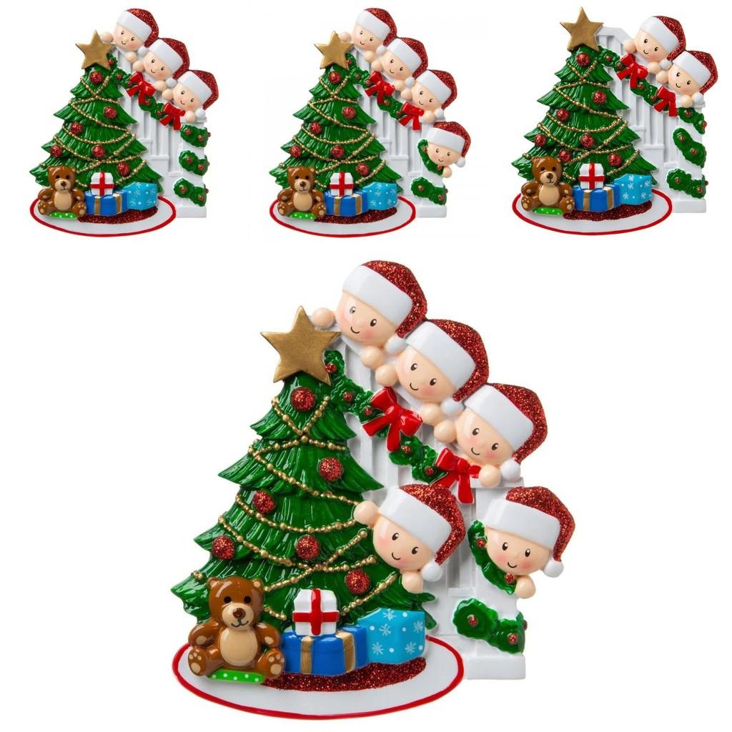 Resin Modern Minimalist Christmas Decoration With Handpainted Santa Family Design