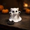 Lehká Dekorativní Kočka Duch 2 ks Halloweenská Soška, Roztomilá Figurka, Kreslený Jedinečný Díkůvzdání Dárek pro Přátele Mini Strašidelný Koťátko Ozdoba Domů