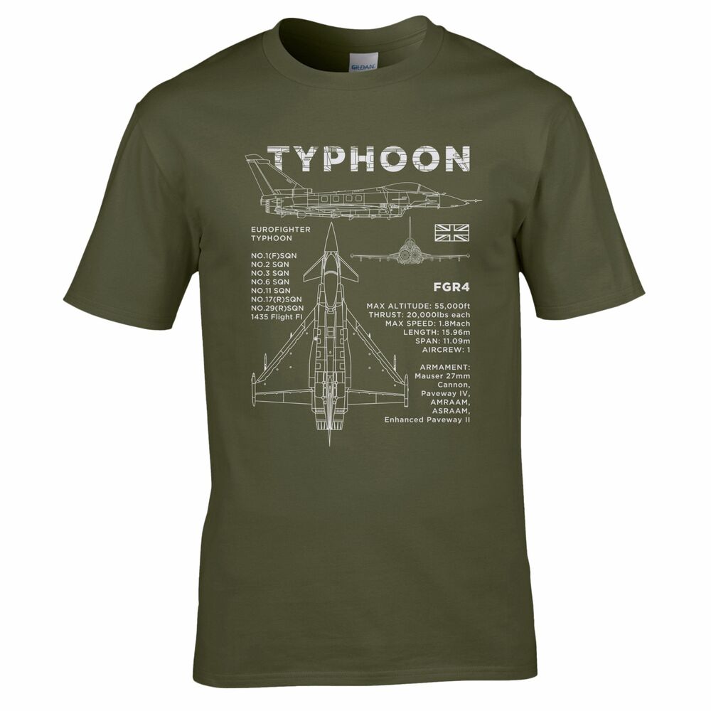 RAF Eurofighter Typhoon Blaupause T-Shirt 100% Baumwolle Rundhalsausschnitt Sommer Kurzarm Freizeit Herren T-Shirt Größe S3XL