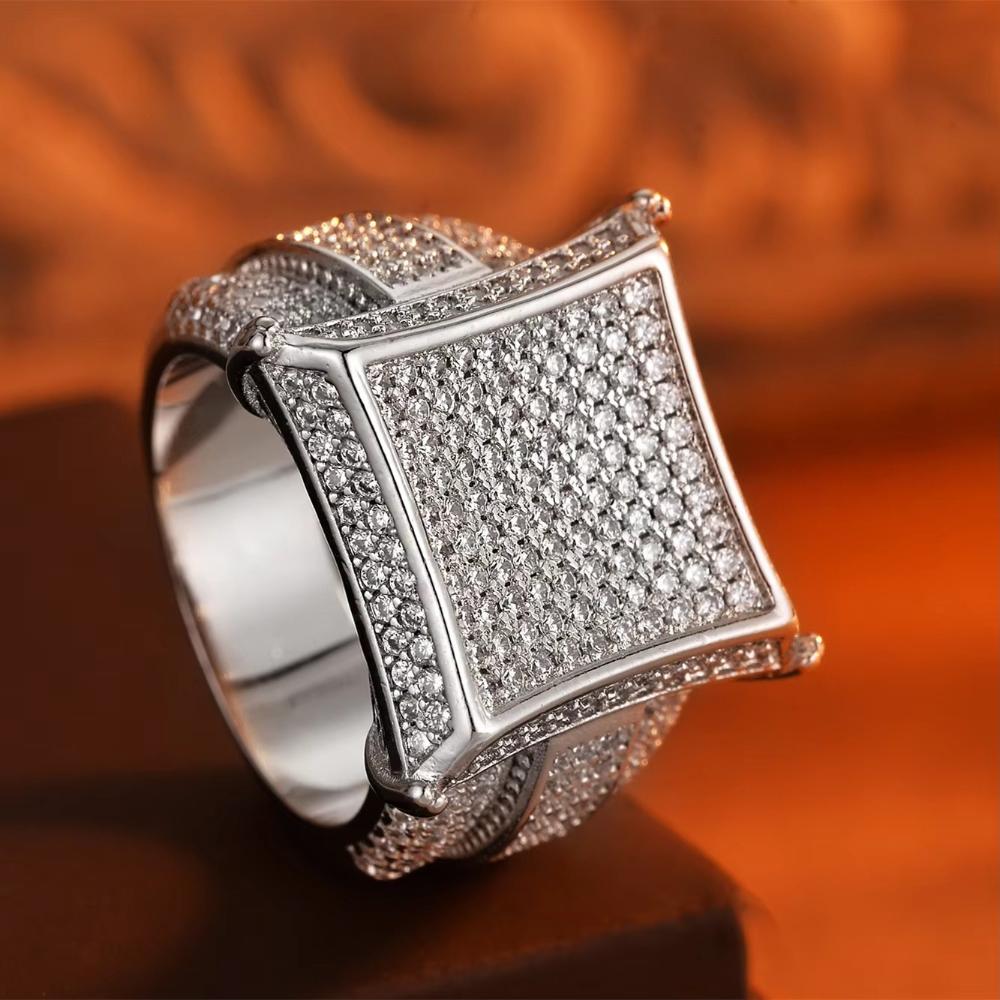 Luxury Hip-hop Ring with Full Cubic Zirconia Inlaid-holiday Gift