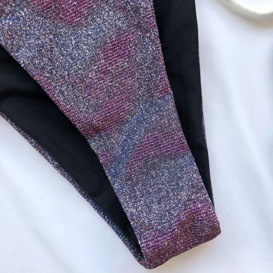 Bikini Set Bandage Lesklá dvoudílná sada plavek pro ženy Sexy špagetová ramínka
