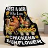 Chicken Blanket for Girls Sunflower Chicken Gifts for Women Soft Cozy Blanket for Couch Bed Sofa Colorful Rooster Blankets 40x50inches