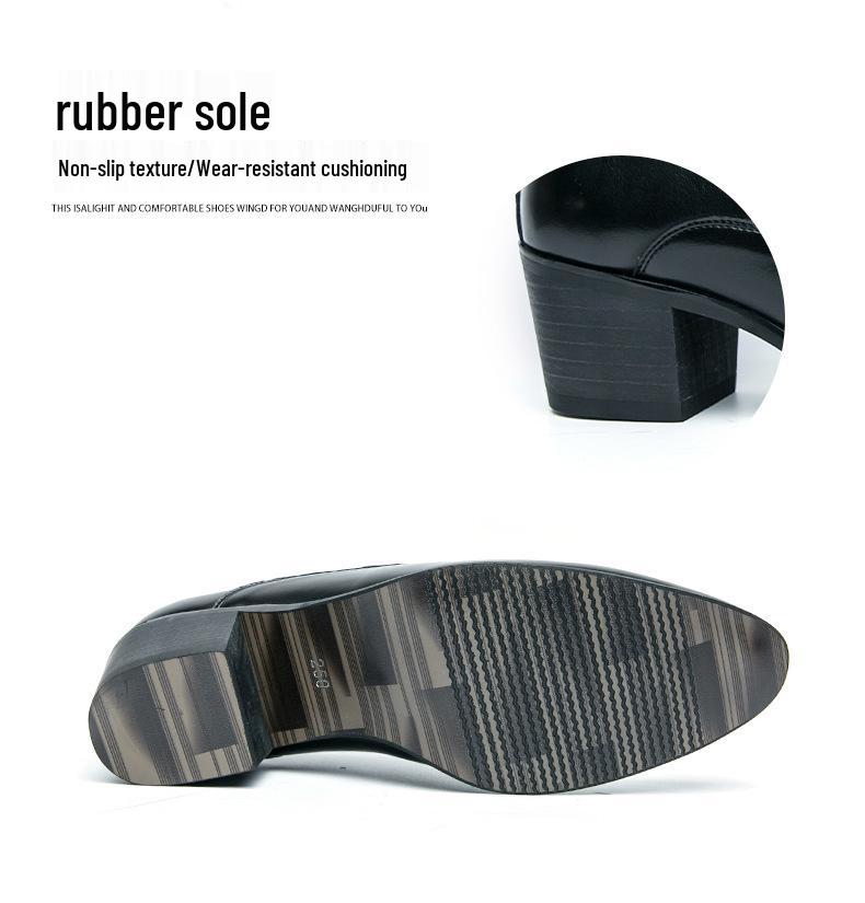 Herren Modische Absatzsteigernde Leder Slipper Freizeitschuhe, Spitze und Hoher Absatz für den Frühling
