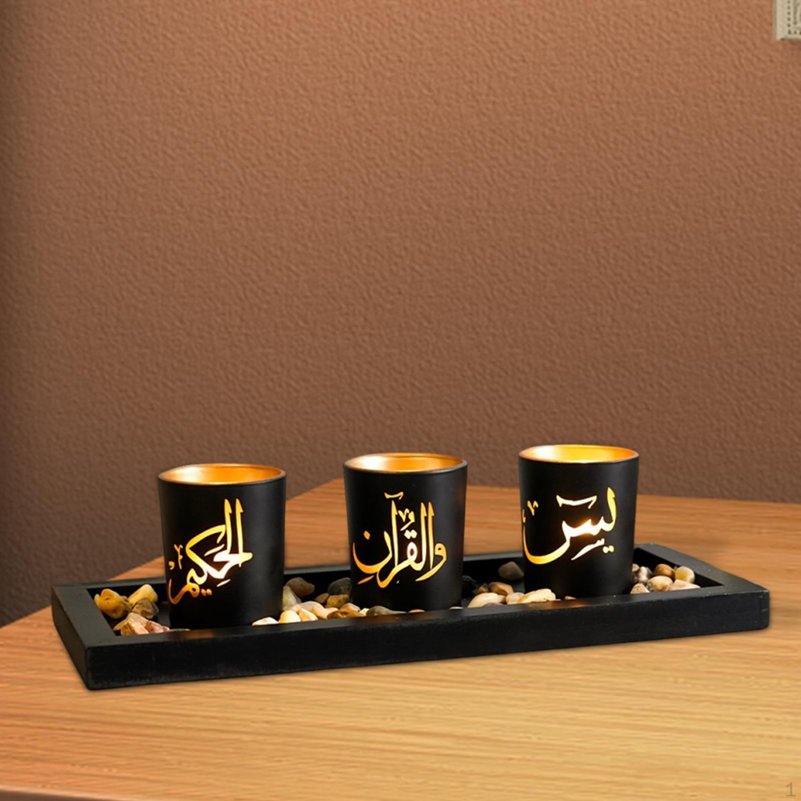 

3 стеклянных подсвечника для гостиной с подносом для дома, универсальный держатель Black Cup