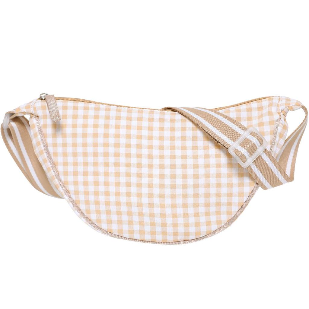 Checkered Dumpling Bag for Commuting Women, Trendy Crossbody Bag, Lightweight Small Crossbody Bag