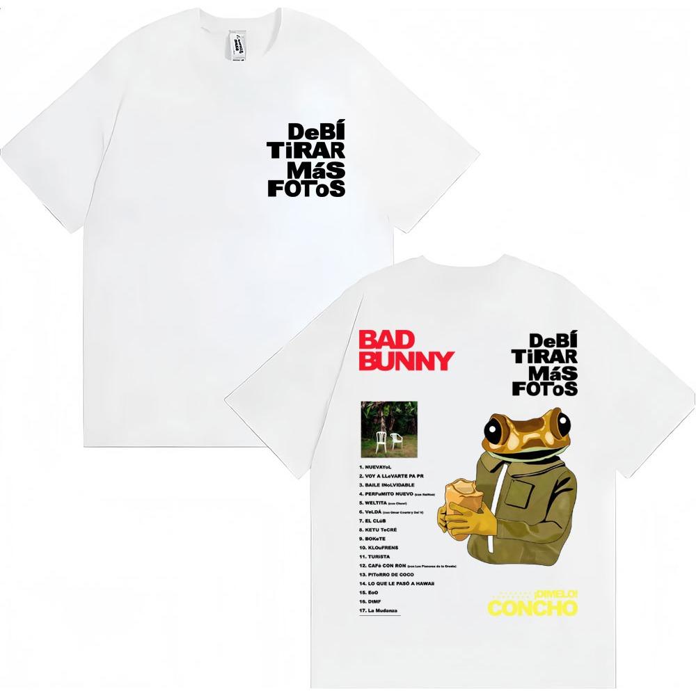 Rapper Bad Bunny Debi Tirar Mas Fotos Album T Shirts Men's Trendy O-Neck T-shirt Oversized Cotton Casual T-shirts
