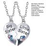2Pcs/Set Sister Love Necklace Big Sister And Little Sister Necklaces Rainbow Heart Charm Necklace