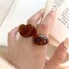 Vintage Braune Harz Breite Ringe Für Frauen Koreanische Geometrische Herz Rechteck Dicke Fingerringe Party Schmuck Zubehör