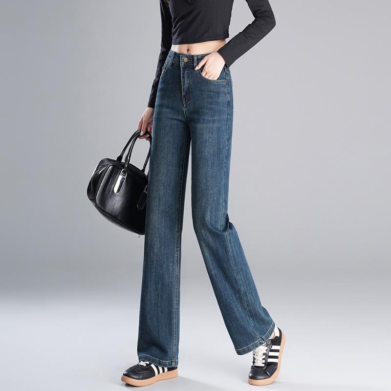 

Узкие джинсы в стиле ретро с широкими штанинами, осень-зима, с высокой талией, утягивающие, прямые джинсы, эластичные вышитые джинсы 31