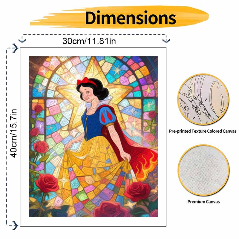 Disney Princess Stained Glass Roses Oil Painting Hand Painting Coloring Painting Handmade Diy Home Decoration Gift