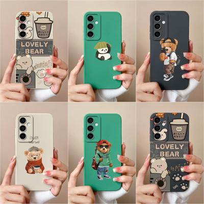 Telefontok borítói Samsung Galaxy S24 Ultra F15 S24+ A55 A15 M15 Cute Bear Cartoon mintás ütésálló szilikon puha kiváló minőségű lökhárító Samsunghoz