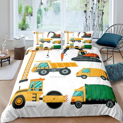 Housse de couette Tracteur de chantier King Queen Excavateurs Grue Ensemble de literie Housse de couette Véhicule Housse de couette Polyester