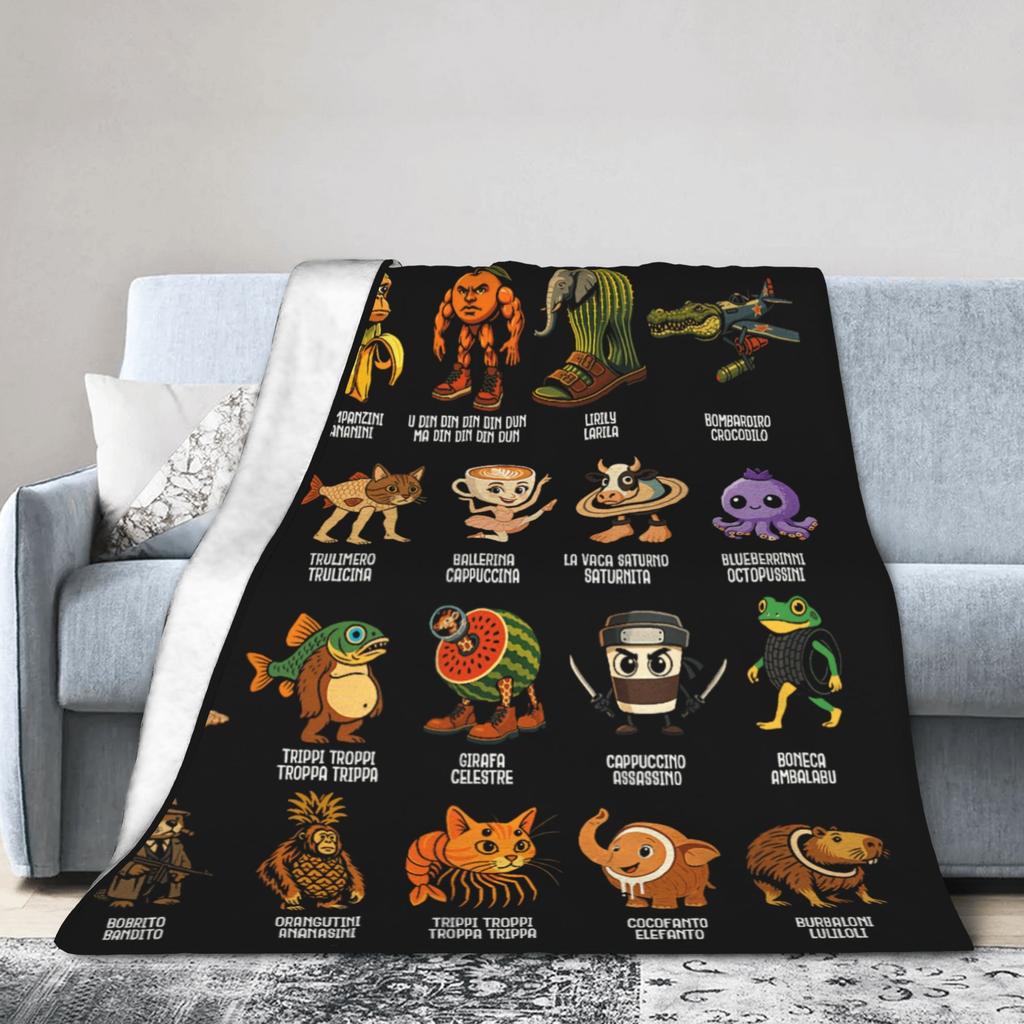 Premium Italienisches Brainrot Design Decke Atmungsaktiv Gemütlich Ganzjahresnutzung Geschenkidee Bedruckte Decke Ultra Weich Für Wohnkultur