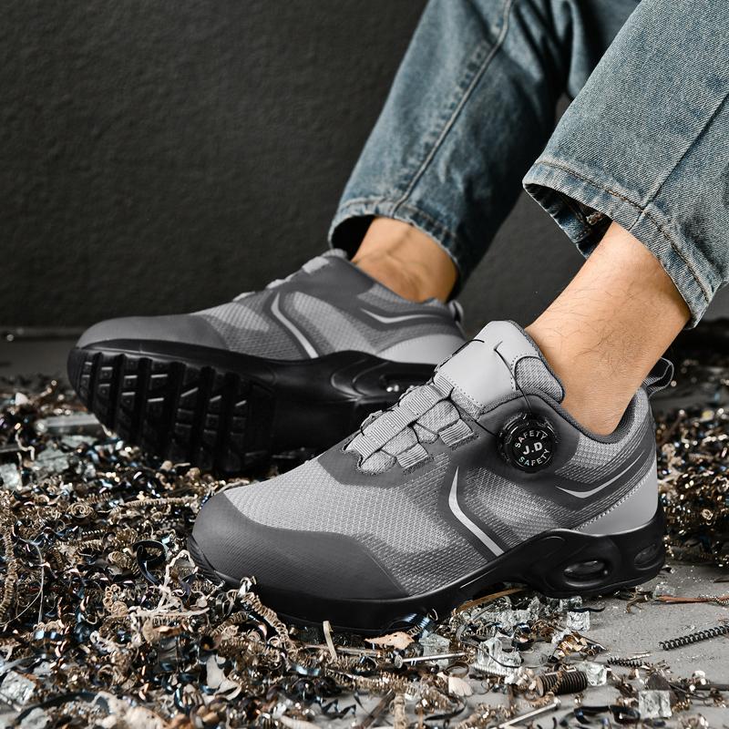 Rotary Button New Safety Shoes for Men Anti-impact and Anti-piercing Work Shoes Air Cushion Fashion Men's Sports Shoes