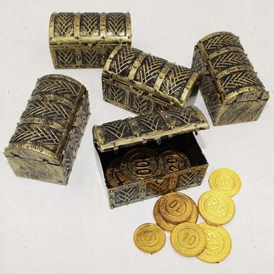 10Pcs Mini Pirate Treasure Chest Vintage Realistic Miniature Jewelry Treasure Box Toy Model Theme Party Decoration Kids Gift