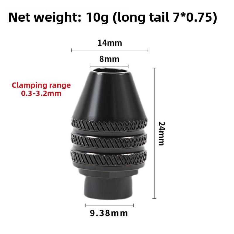 Mini Keyless Drill Chuck 0.3-8mm Self-Tighten Electric Drill Bits Collet Fixture Tools 1/4" Hex Shank Quick Change Converter