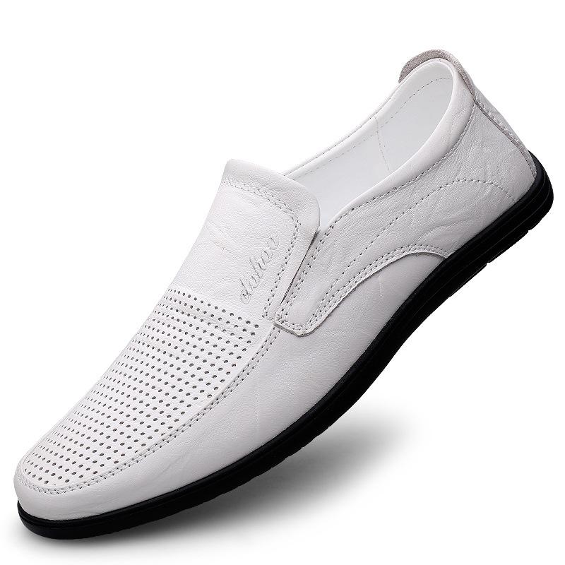 Large size casual leather shoes men's one-pedal lazy shoes flat shoes four-season single shoes cowhide men's shoes