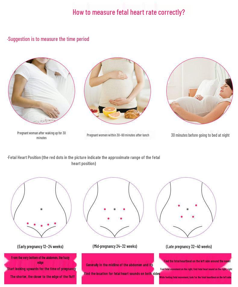 Portable Handheld Fetal Doppler Ultrasound Heart Monitor for Pregnant Women