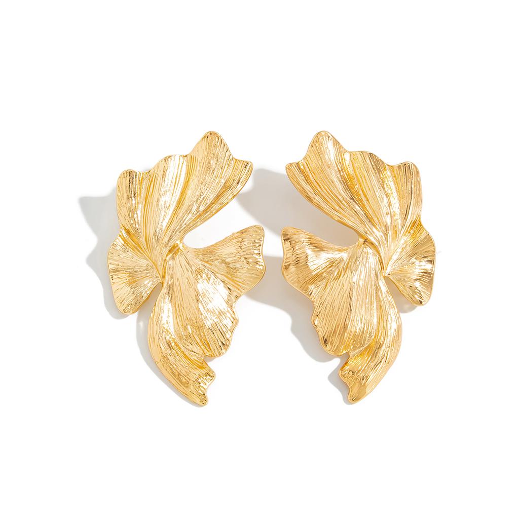 Salircon Vintage Exaggerated Irregular Folds Flower Metal Dangle Earrings Women Punk Geometric Drop Earring Jewelry Accessories