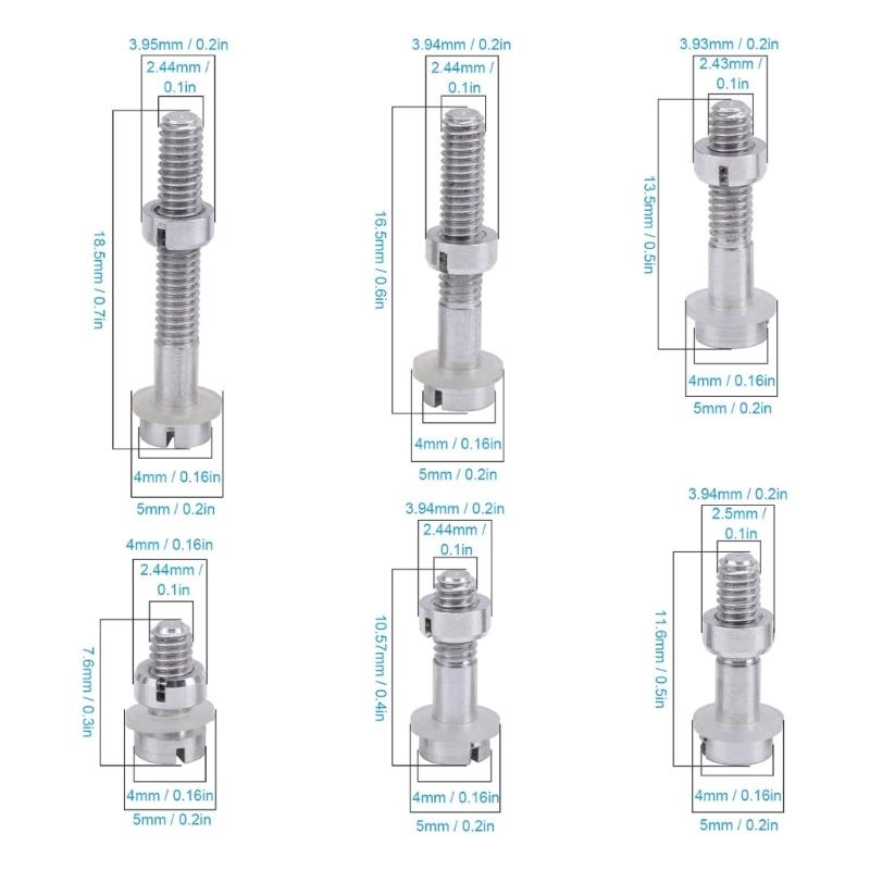 Pack of 6 Turntable Headshell Cartridges Mounting Set Screws and Hardware Player Assembly Parts Metal Nut Washers